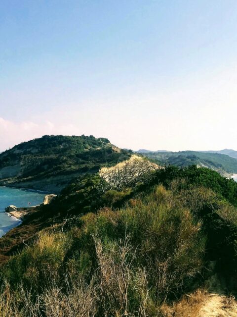 hill top with large water bodies on both sides