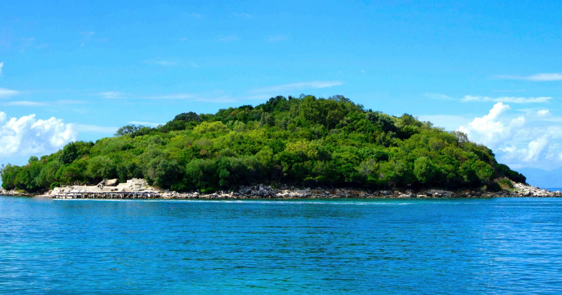 a small island surrounded by water