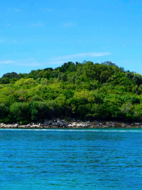 a small island surrounded by water