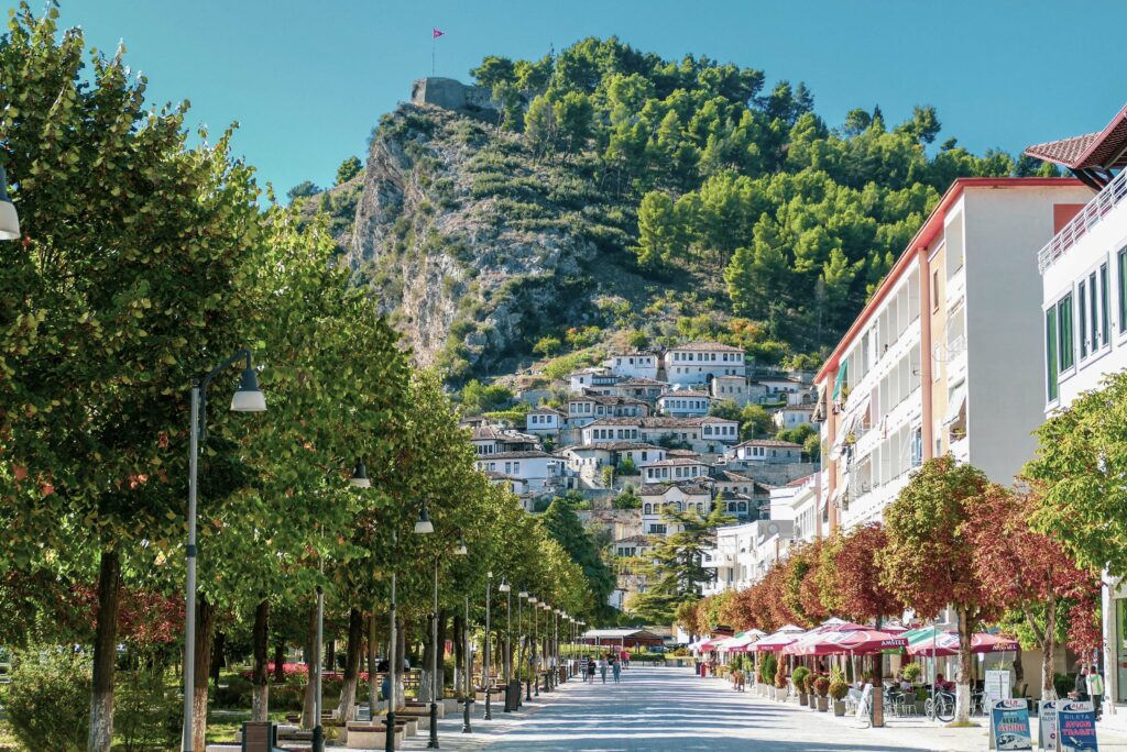 view of alley with a hill at the end hathfilled travel