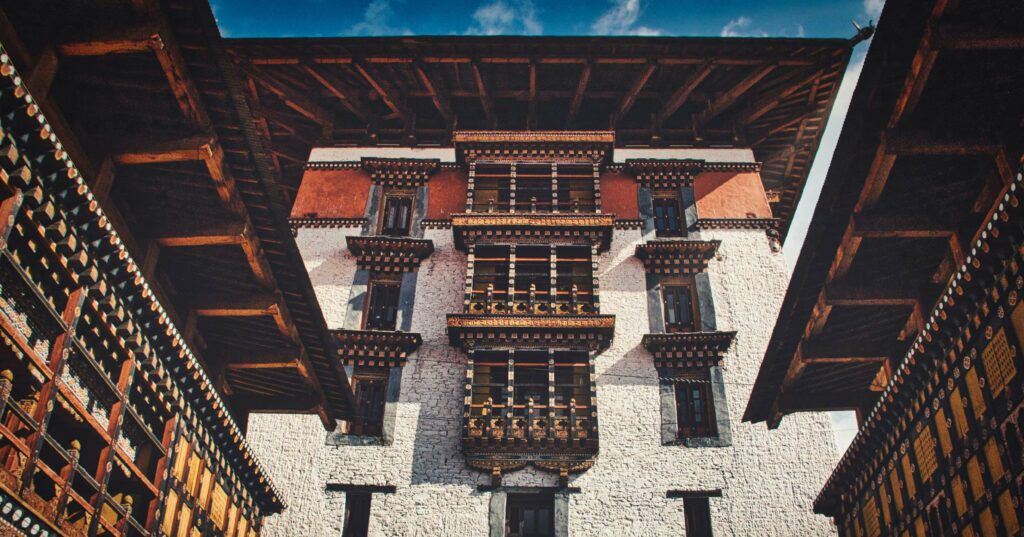 interior architecture of a Buddhist temple in Bhutan